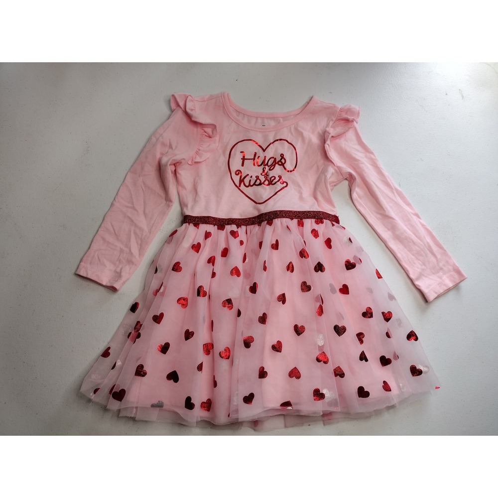 Way to Celebrate Girls‎ Pink Valentine Hugs Kisses Heart Tutu Dress 3T